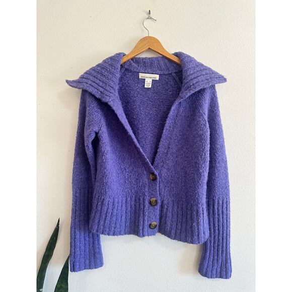 Y2K Deep Periwinkle Collared Cardigan size medium - Picture 1 of 9